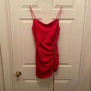 NWT Zara Women's Draped Red Mini Spaghetti Strap Dress XS 0387/185